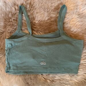 Alo Green Ribbed Crop Top